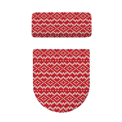 Geometric Knitted Pattern Print Toilet Lid And Tank Cover Set
