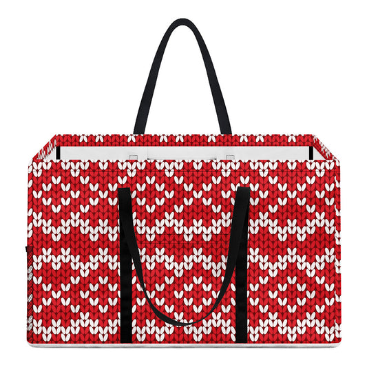 Geometric Knitted Pattern Print Utility Tote Bag