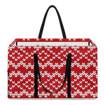 Geometric Knitted Pattern Print Utility Tote Bag