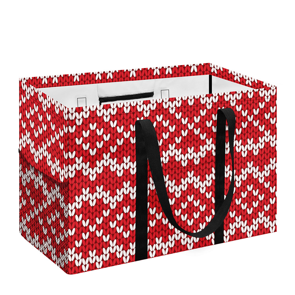 Geometric Knitted Pattern Print Utility Tote Bag