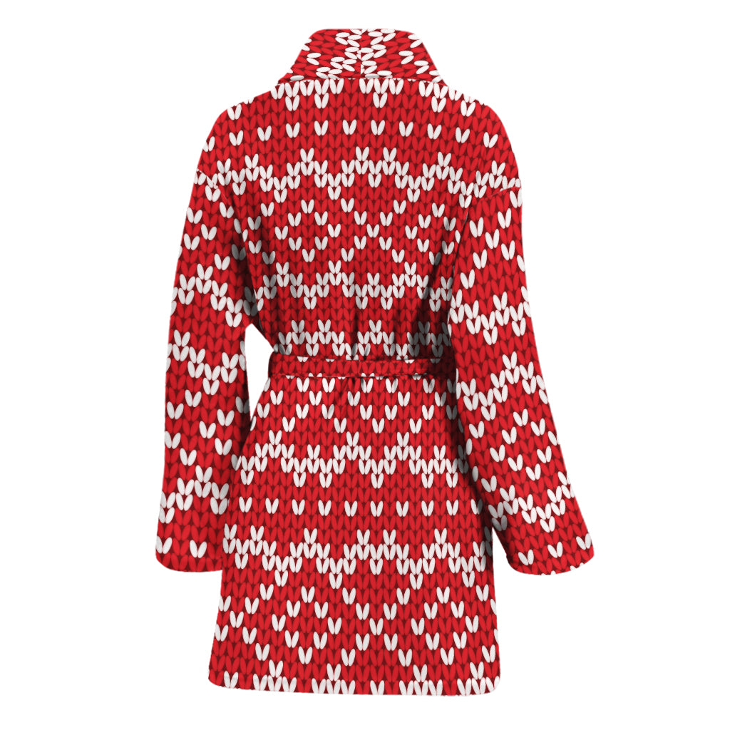 Geometric Knitted Pattern Print Women's Bathrobe