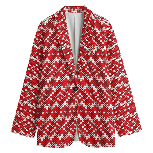 Geometric Knitted Pattern Print Women's Blazer