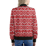 Geometric Knitted Pattern Print Women's Bomber Jacket