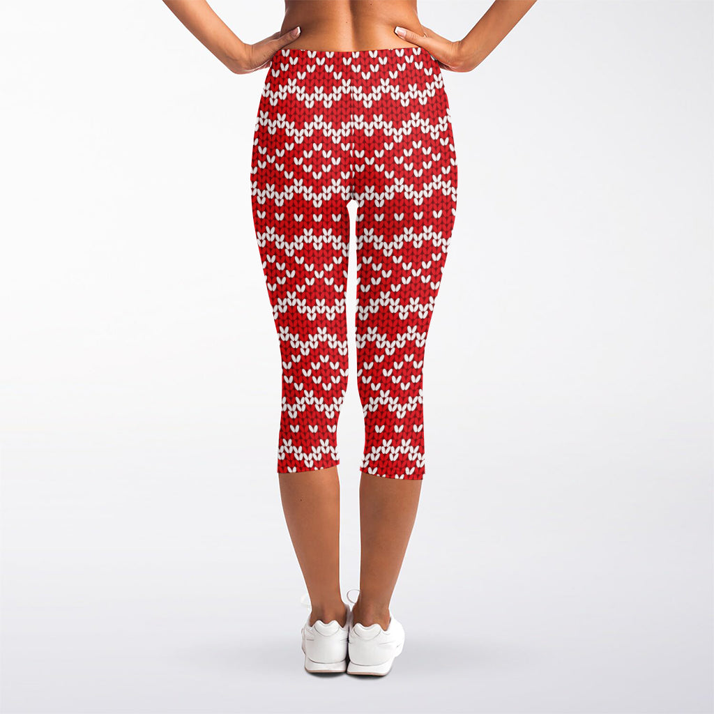 Geometric Knitted Pattern Print Women's Capri Leggings