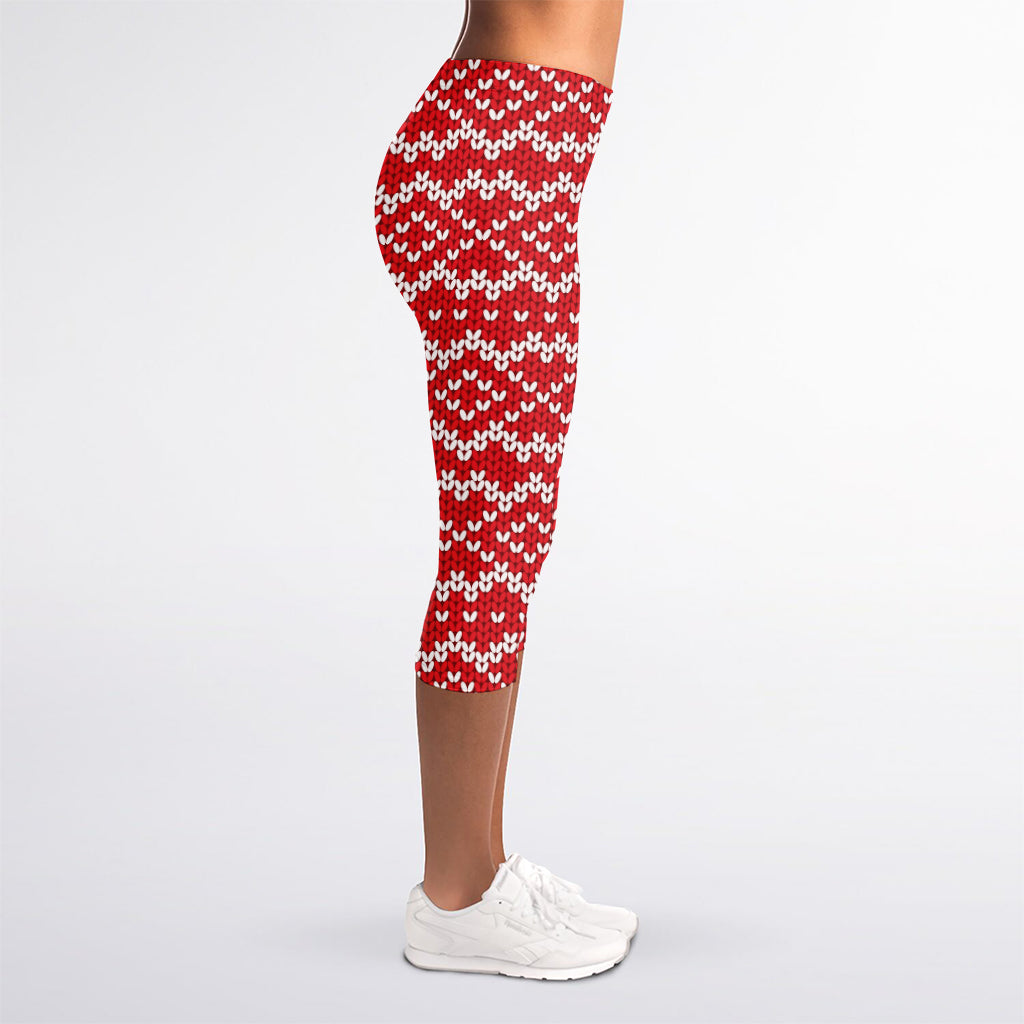 Geometric Knitted Pattern Print Women's Capri Leggings