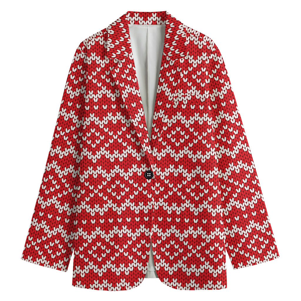 Geometric Knitted Pattern Print Women's Cotton Blazer