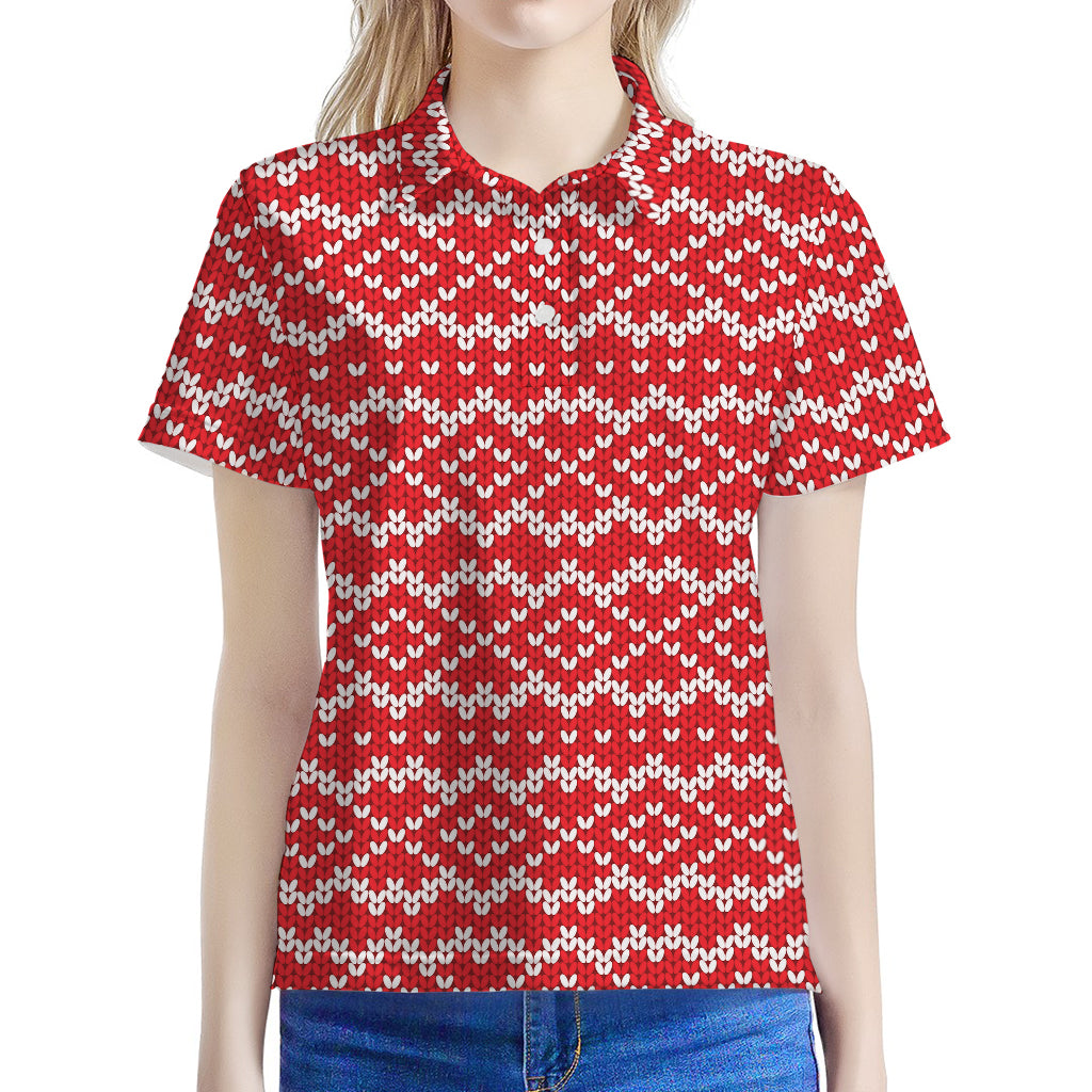 Geometric Knitted Pattern Print Women's Polo Shirt