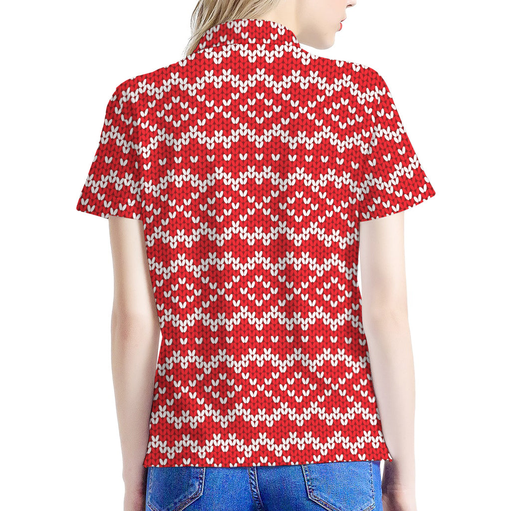 Geometric Knitted Pattern Print Women's Polo Shirt