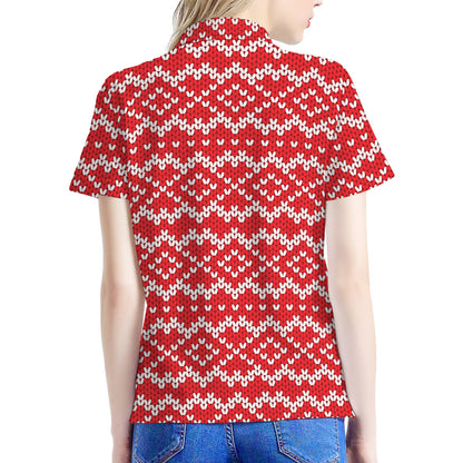 Geometric Knitted Pattern Print Women's Polo Shirt