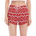 Geometric Knitted Pattern Print Women's Split Running Shorts