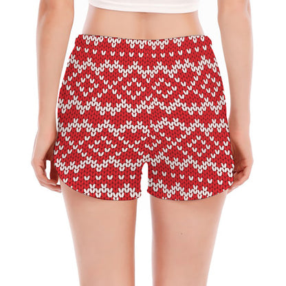 Geometric Knitted Pattern Print Women's Split Running Shorts