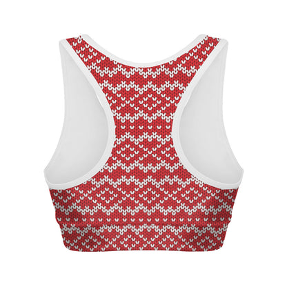 Geometric Knitted Pattern Print Women's Sports Bra