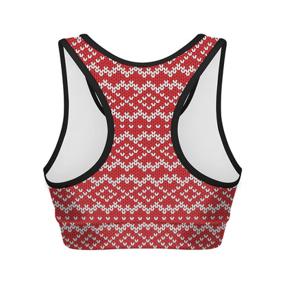 Geometric Knitted Pattern Print Women's Sports Bra
