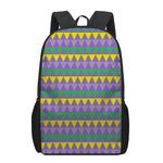 Geometric Mardi Gras Pattern Print 17 Inch Backpack