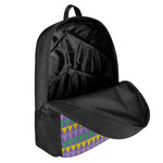 Geometric Mardi Gras Pattern Print 17 Inch Backpack