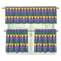 Geometric Mardi Gras Pattern Print 3 Piece Kitchen Curtains
