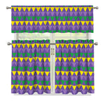 Geometric Mardi Gras Pattern Print 3 Piece Kitchen Curtains
