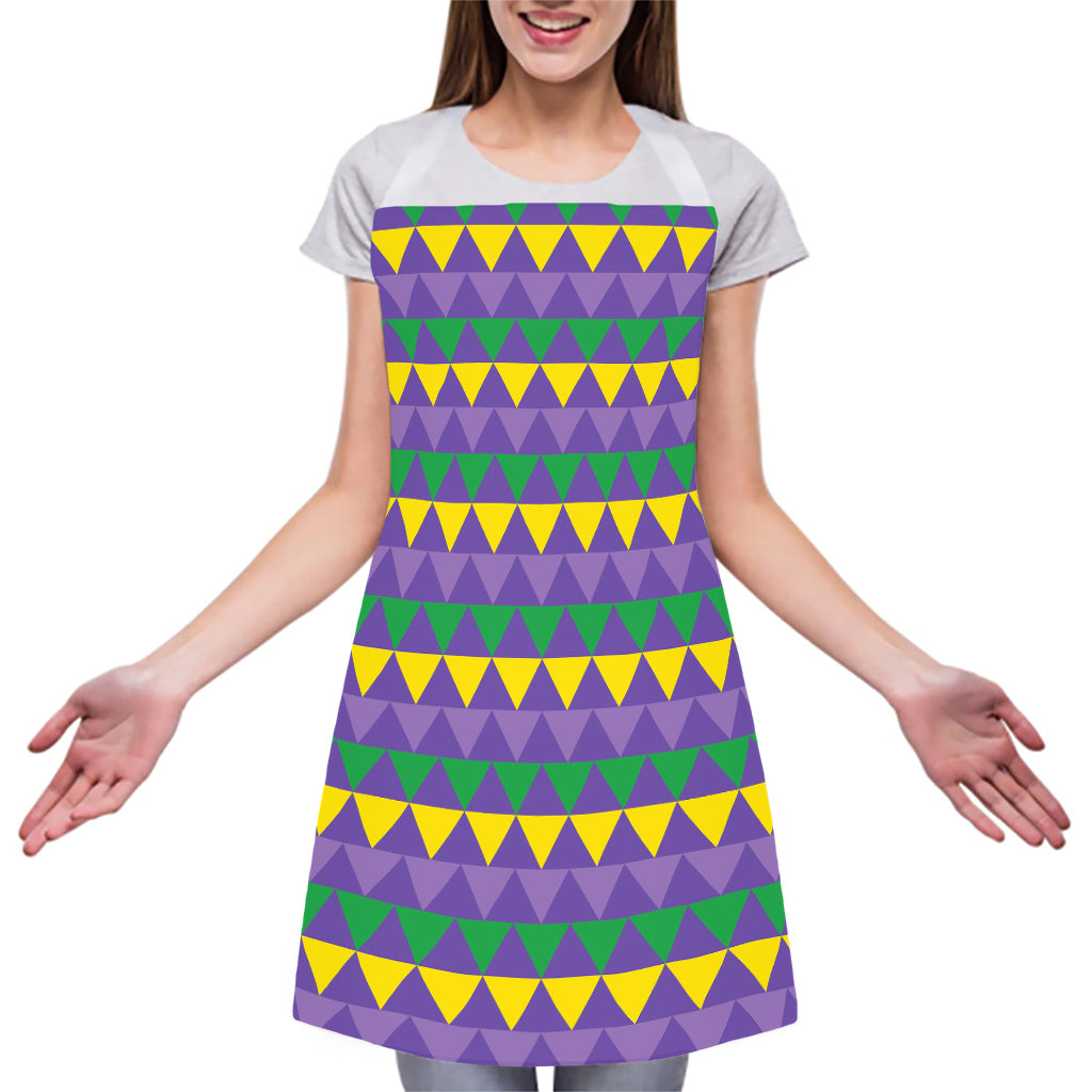 Geometric Mardi Gras Pattern Print Adjustable Apron