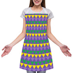 Geometric Mardi Gras Pattern Print Adjustable Apron