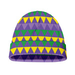 Geometric Mardi Gras Pattern Print Beanie