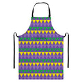 Geometric Mardi Gras Pattern Print Bib Apron With Pocket