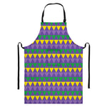 Geometric Mardi Gras Pattern Print Bib Apron With Pocket