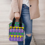 Geometric Mardi Gras Pattern Print Bible Tote Bag