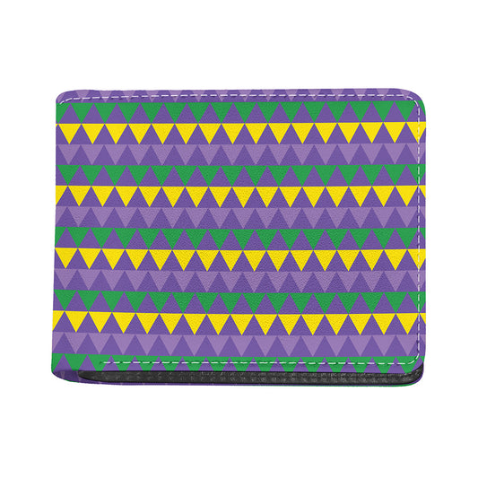 Geometric Mardi Gras Pattern Print Bifold Wallet