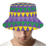 Geometric Mardi Gras Pattern Print Bucket Hat