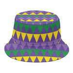 Geometric Mardi Gras Pattern Print Bucket Hat