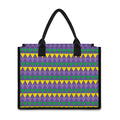 Geometric Mardi Gras Pattern Print Canvas Tote Bag
