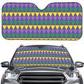 Geometric Mardi Gras Pattern Print Car Windshield Sun Shade