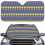 Geometric Mardi Gras Pattern Print Car Windshield Sun Shade