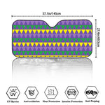 Geometric Mardi Gras Pattern Print Car Windshield Sun Shade