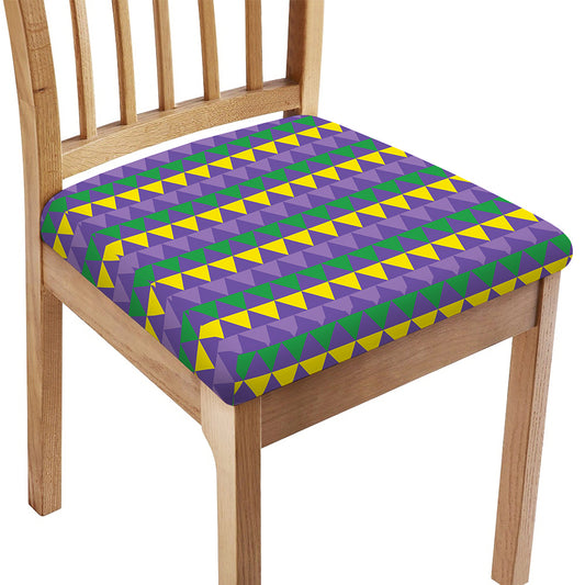 Geometric Mardi Gras Pattern Print Chair Cushion Cover