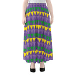 Geometric Mardi Gras Pattern Print Chiffon Maxi Skirt