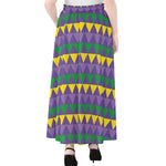 Geometric Mardi Gras Pattern Print Chiffon Maxi Skirt