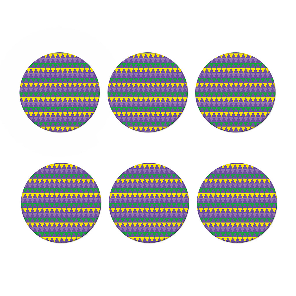 Geometric Mardi Gras Pattern Print Coaster Set