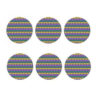 Geometric Mardi Gras Pattern Print Coaster Set