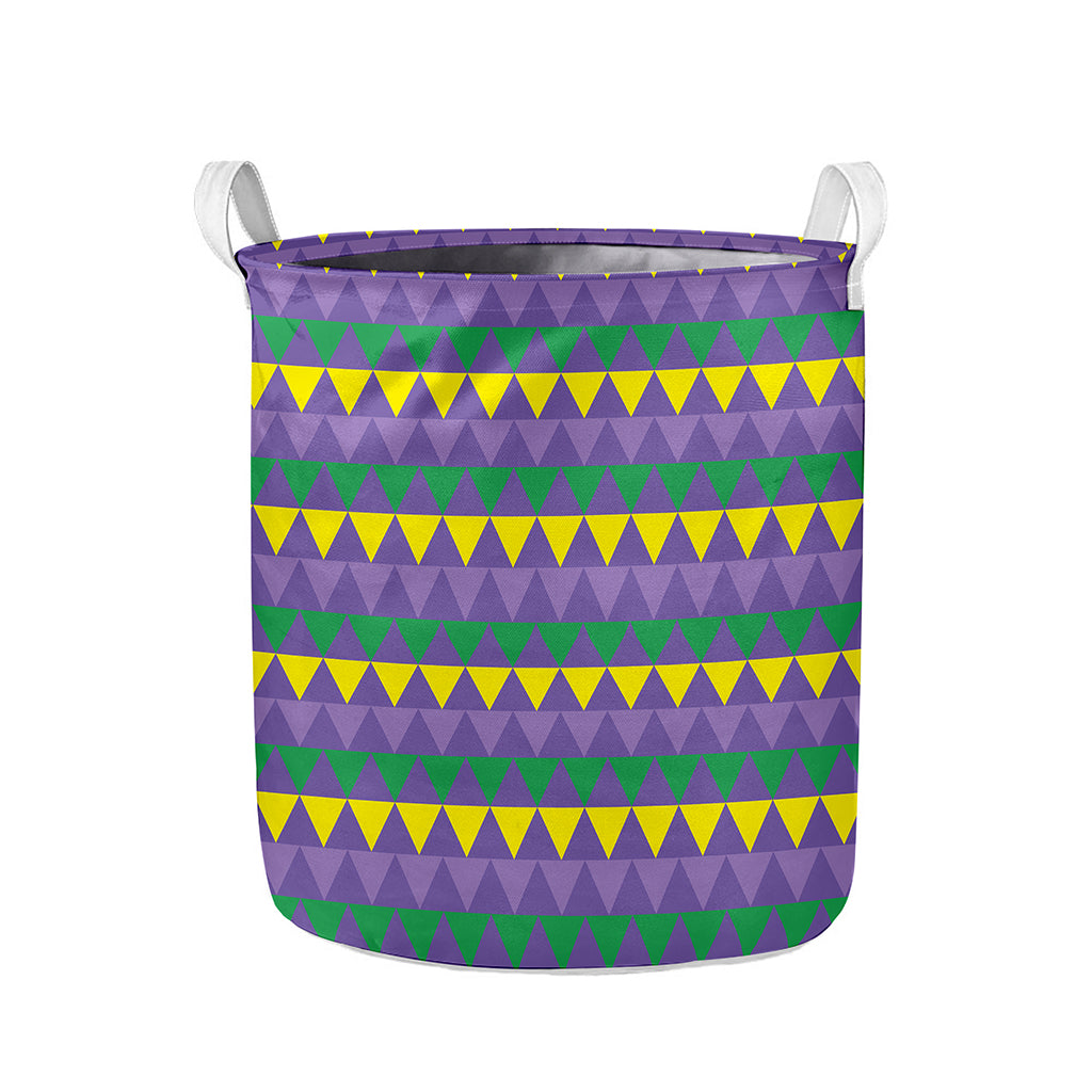 Geometric Mardi Gras Pattern Print Collapsible Laundry Basket