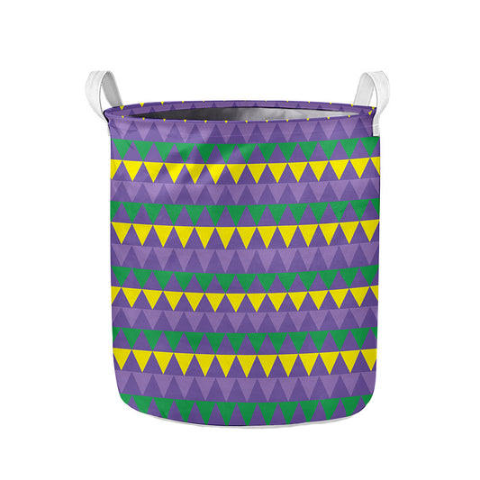 Geometric Mardi Gras Pattern Print Collapsible Laundry Basket