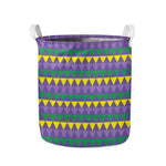 Geometric Mardi Gras Pattern Print Collapsible Laundry Basket