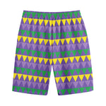 Geometric Mardi Gras Pattern Print Cotton Shorts