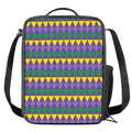 Geometric Mardi Gras Pattern Print Crossbody Lunch Bag