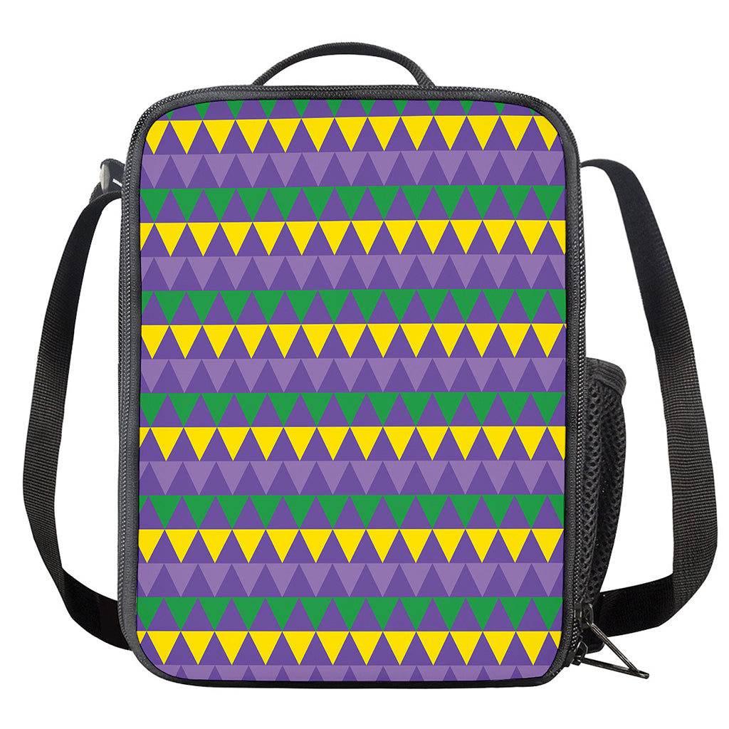 Geometric Mardi Gras Pattern Print Crossbody Lunch Bag