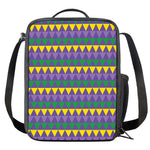 Geometric Mardi Gras Pattern Print Crossbody Lunch Bag