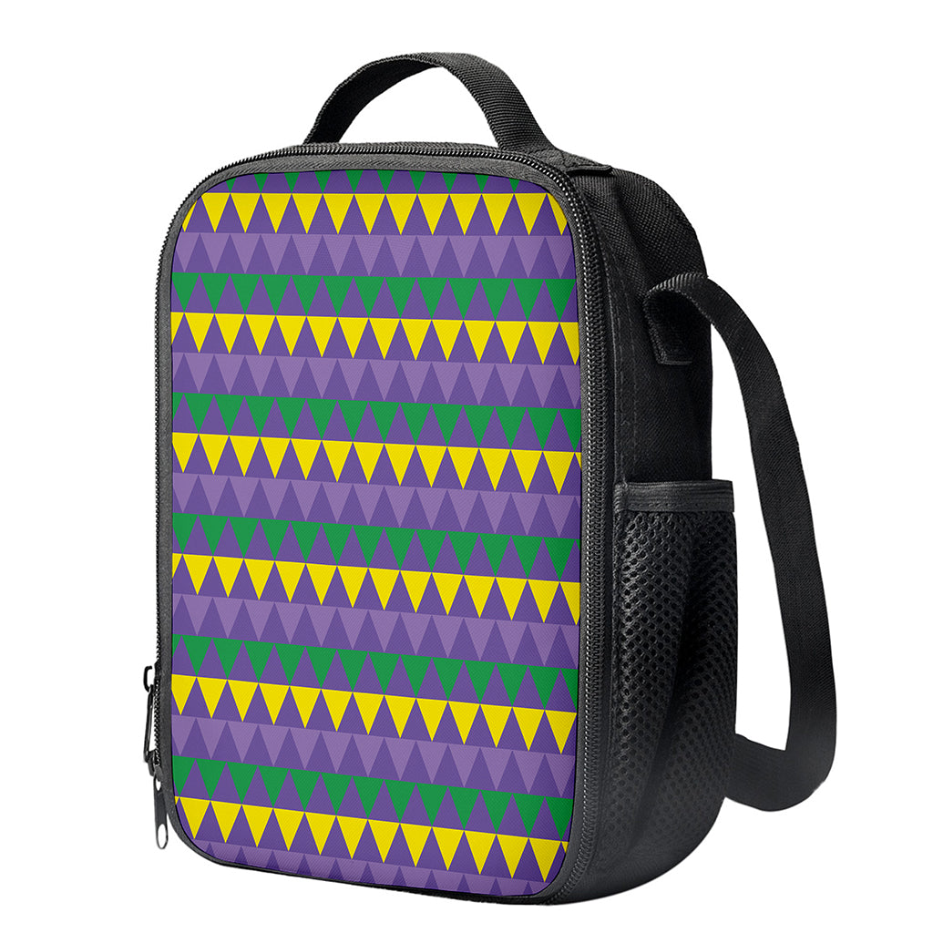 Geometric Mardi Gras Pattern Print Crossbody Lunch Bag