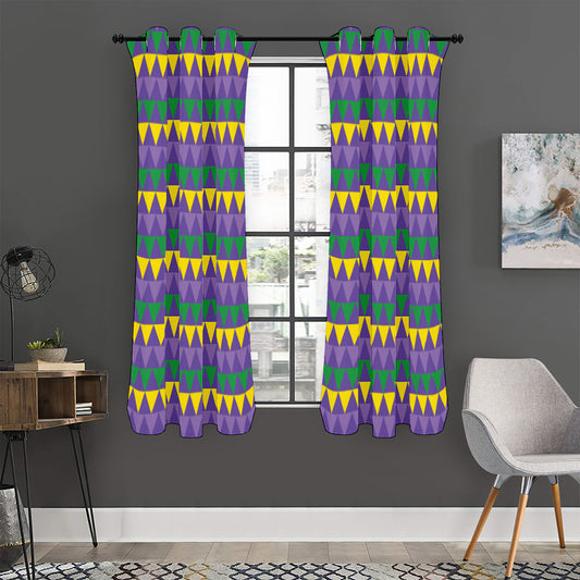 Geometric Mardi Gras Pattern Print Curtain