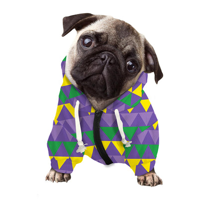 Geometric Mardi Gras Pattern Print Dog Zip Up Hoodie