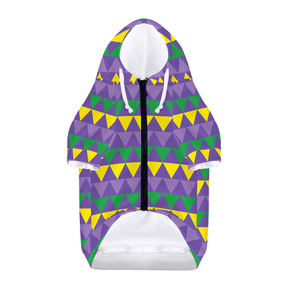 Geometric Mardi Gras Pattern Print Dog Zip Up Hoodie
